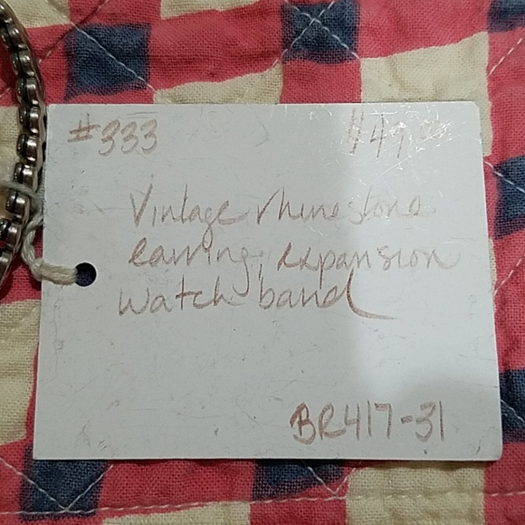 Vintage Blue Rhinestone Bracelet w/expansion band - Picture 4 of 4